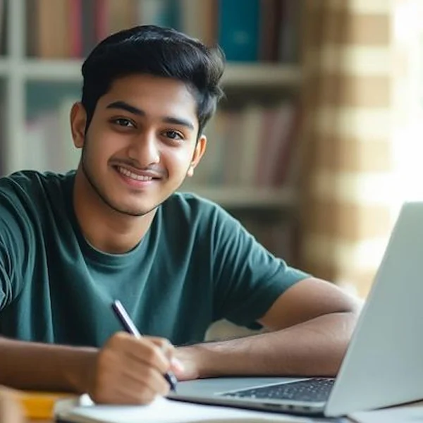 Tutor helping students with studies